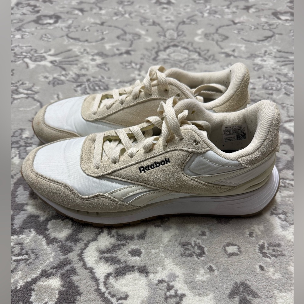 Reebok Cream and White Athletic Shoes